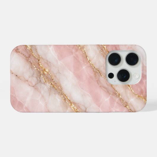 Luxury Opalescent White/Pink Marble Texture iPhoneケース (裏面横)