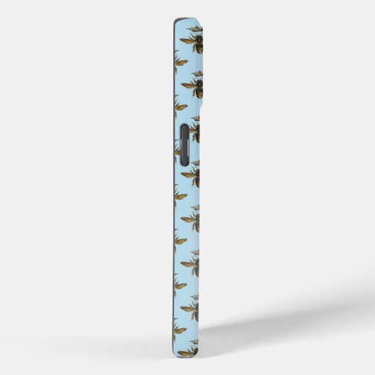 Luxury Pastel Blue Gold Bee Grid Faith Queen Bee Case-Mate iPhoneケース (裏面 / 右)