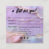 Luxury Pastel Marble Lash Ar Gift Certificate Card ロイヤリティカード (裏面)