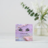 Luxury Pastel Marble Lash Artist QR code スクエア名刺 (スタンド正面)