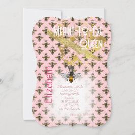 Luxury Pastel Pink Bee Matrix Queen Gold 招待状