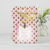 Luxury Pastel Pink Bee Matrix Queen Gold 招待状 (スタンド正面)