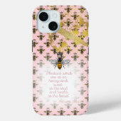 Luxury Pastel Pink Gold Bee Grid Bible Queen Bee Case-Mate iPhoneケース (裏面)