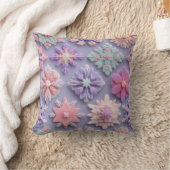 Luxury Pastel Snowflake Floral Throw Pillow クッション (ブランケット)
