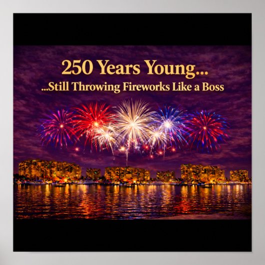 Luxury Patriotic Fireworks Over Water Print ポスター (正面)