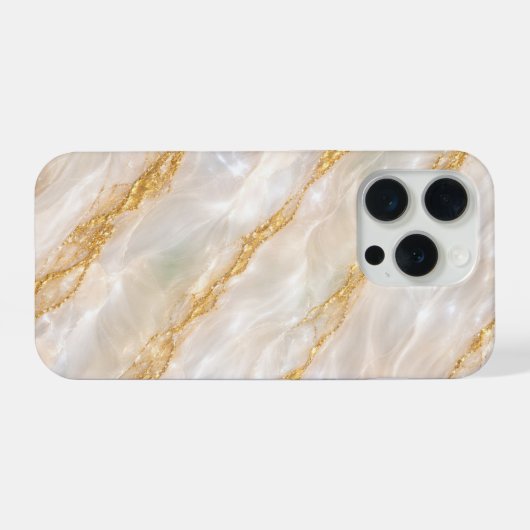 Luxury Pearl Marble Gold Vein Phone Case iPhoneケース (裏面横)