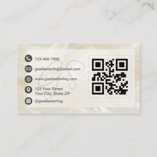 Luxury Pearl Opal QR Code Professional 名刺 (裏面)