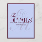 Luxury Periwinkle and Plum Formal Wedding Details エンクロージャーカード (裏面)