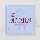 Luxury Periwinkle and Plum Formal Wedding Details エンクロージャーカード (裏面)