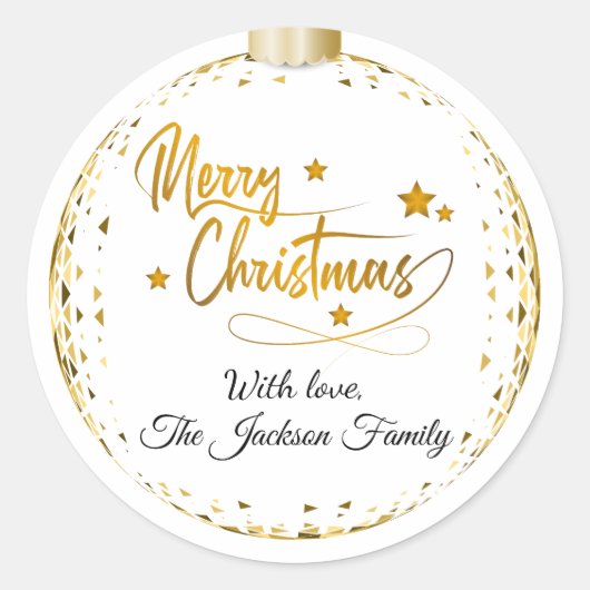 Luxury Personalised Gold Merry Christmas  ラウンドシール (正面)