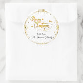 Luxury Personalised Gold Merry Christmas  ラウンドシール (バッグ)