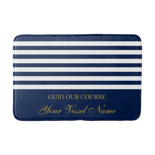 Luxury Personalised Nautical Stripes Boat Name バスマット (正面)