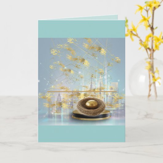 Luxury Personalized Easter Folded Card カード (黄色い花)