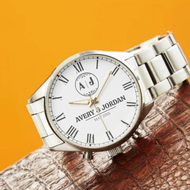 Luxury Personalized Monogram Couples Names 腕時計 (クリエイターアップロード済み)