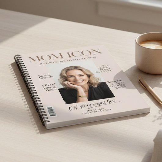 Luxury Personalized Photo Mom Magazine Cover ノートブック