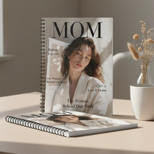 Luxury Personalized Photo Mom Magazine Cover ノートブック