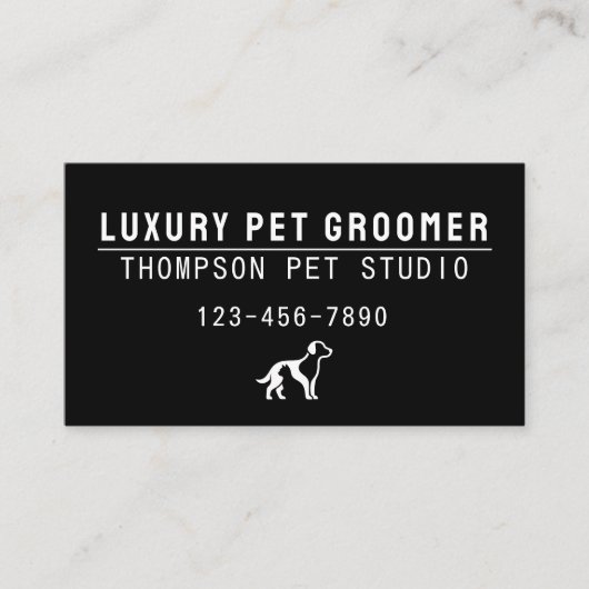 Luxury Pet Groomer Modern Bold Professional 名刺 (正面)