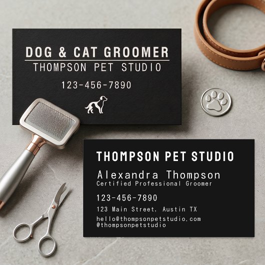 Luxury Pet Groomer Modern Bold Professional 名刺