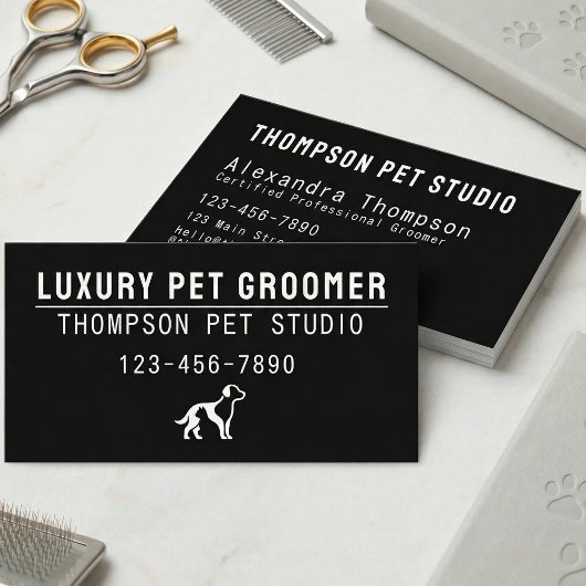 Luxury Pet Groomer Modern Bold Professional 名刺