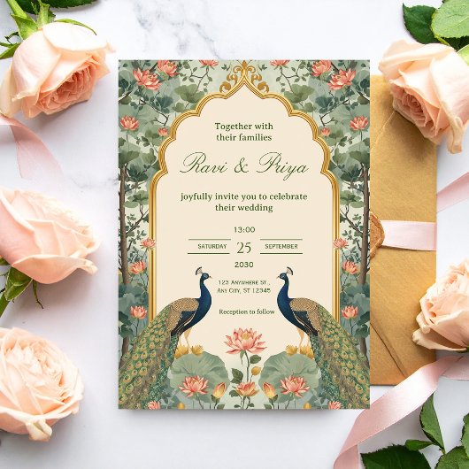 Luxury Pichwai Indian  Wedding Invitation 招待状