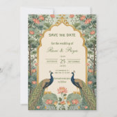 Luxury Pichwai Indian Wedding Save the Date (正面)