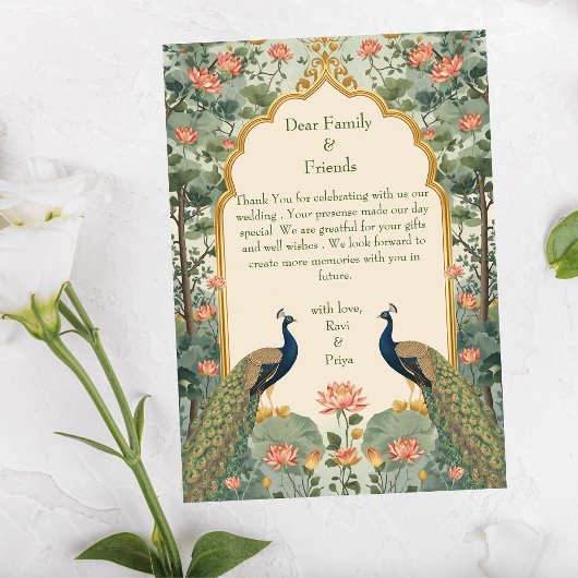 Luxury Pichwai Indian Wedding Thank You  サンキューカード