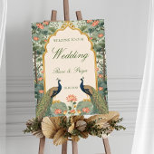 Luxury Pichwai Indian Wedding Welcome Sign ポスター