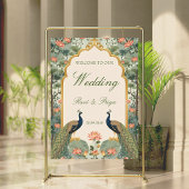 Luxury Pichwai Indian Wedding Welcome Sign ポスター