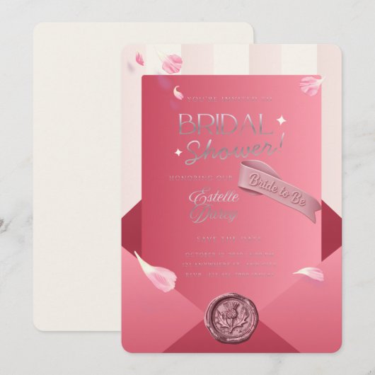 Luxury Pink ブライダルシャワー招待状 | 編集可能 招待状 (正面/裏面)