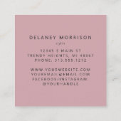 Luxury Pink Agate Silk Silver Glitter スクエア名刺 (裏面)