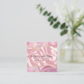 Luxury Pink Agate Silk Silver Glitter スクエア名刺 (スタンド正面)