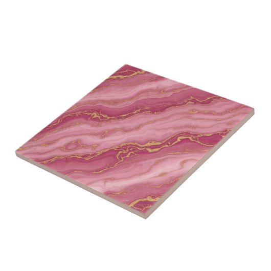 Luxury Pink and Rose Gold Marble Ceramic Pattern タイル (側面)