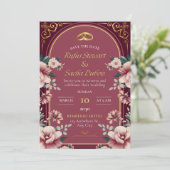 Luxury Pink Floral Wedding Invitation Card 招待状 (スタンド正面)