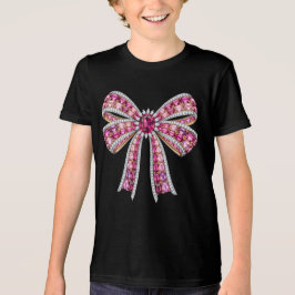 Luxury Pink Gemstone Ribbon Bow Jewelry Art トライブレンドＴシャツ