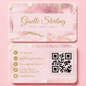 Luxury Pink & Gold Marble QR Code 名刺
