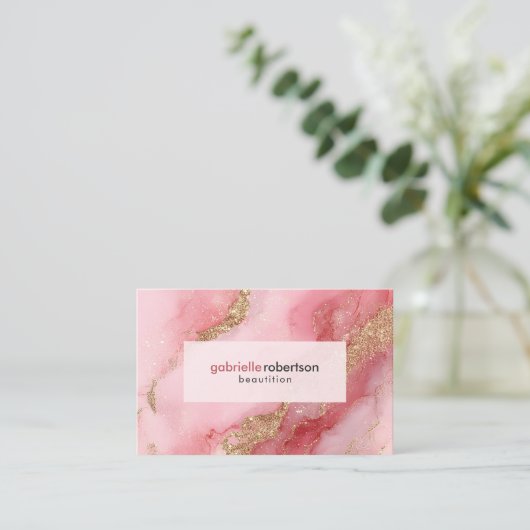 Luxury Pink Marble 名刺 (スタンド正面)