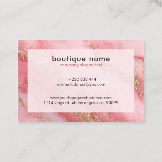 Luxury Pink Marble 名刺 (裏面)