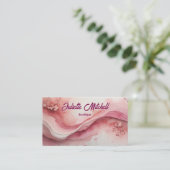 Luxury Pink Marble Agate Fluid Business Card 名刺 (スタンド正面)