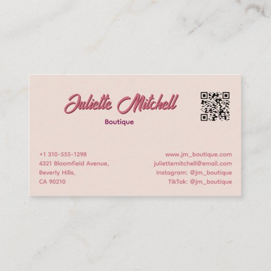 Luxury Pink Marble Agate Fluid Business Card 名刺 (裏面)