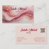 Luxury Pink Marble Agate Fluid Business Card 名刺 (正面/裏面)