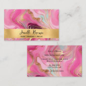 Luxury Pink Marble and Gold Foil 名刺 (正面/裏面)