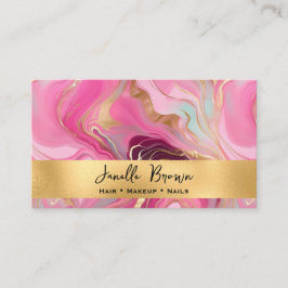 Luxury Pink Marble and Gold Foil 名刺