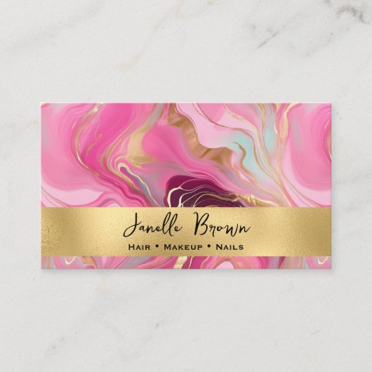 Luxury Pink Marble and Gold Foil 名刺 (正面)