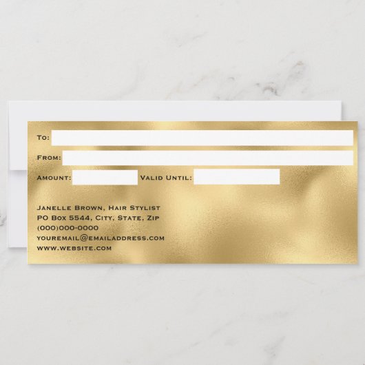 Luxury Pink Marble and Gold Gift Certificate Card 招待状 (裏面)