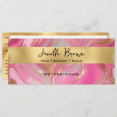 Luxury Pink Marble and Gold Gift Certificate Card 招待状 (正面/裏面)