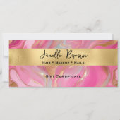 Luxury Pink Marble and Gold Gift Certificate Card 招待状 (正面)