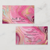 Luxury Pink Marble and Gold Glitter 名刺 (正面/裏面)