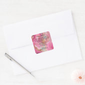 Luxury Pink Marble & Gold Foil Ingredients Label スクエアシール (封筒)