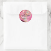 Luxury Pink Marble Gold Glitter Thank You Sticker ラウンドシール (バッグ)