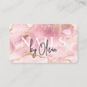 Luxury Pink Marble Nail Tech Branding 名刺 (正面)